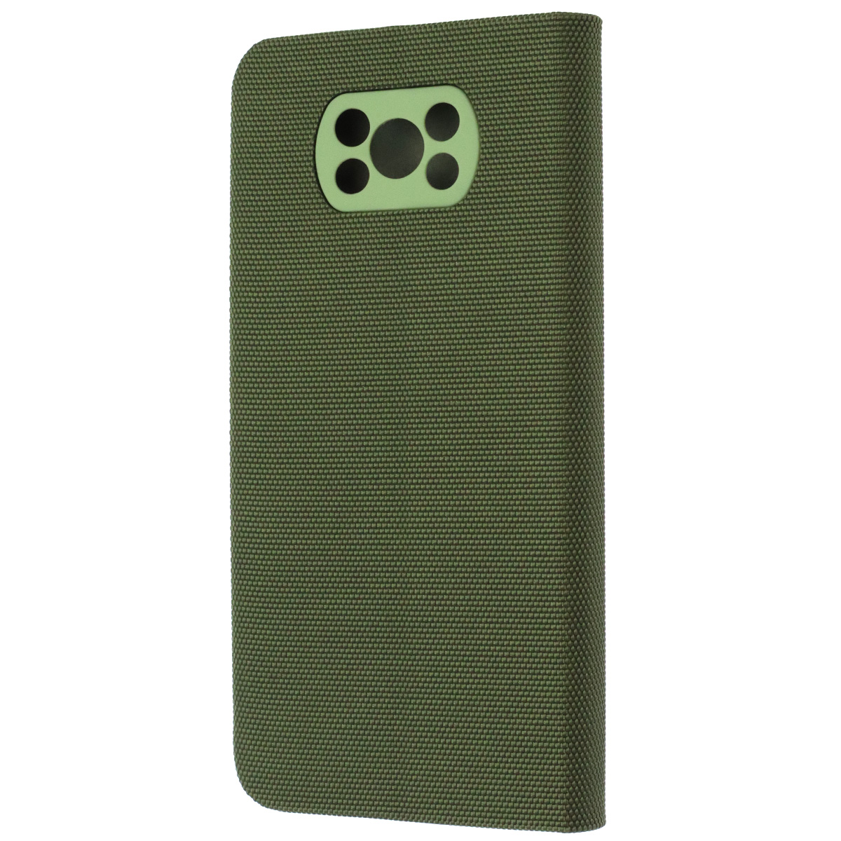 Чехол книжка MESH для XIAOMI POCO X3, POCO X3 Pro, текстиль, силикон, бархат, визитница, цвет зеленый