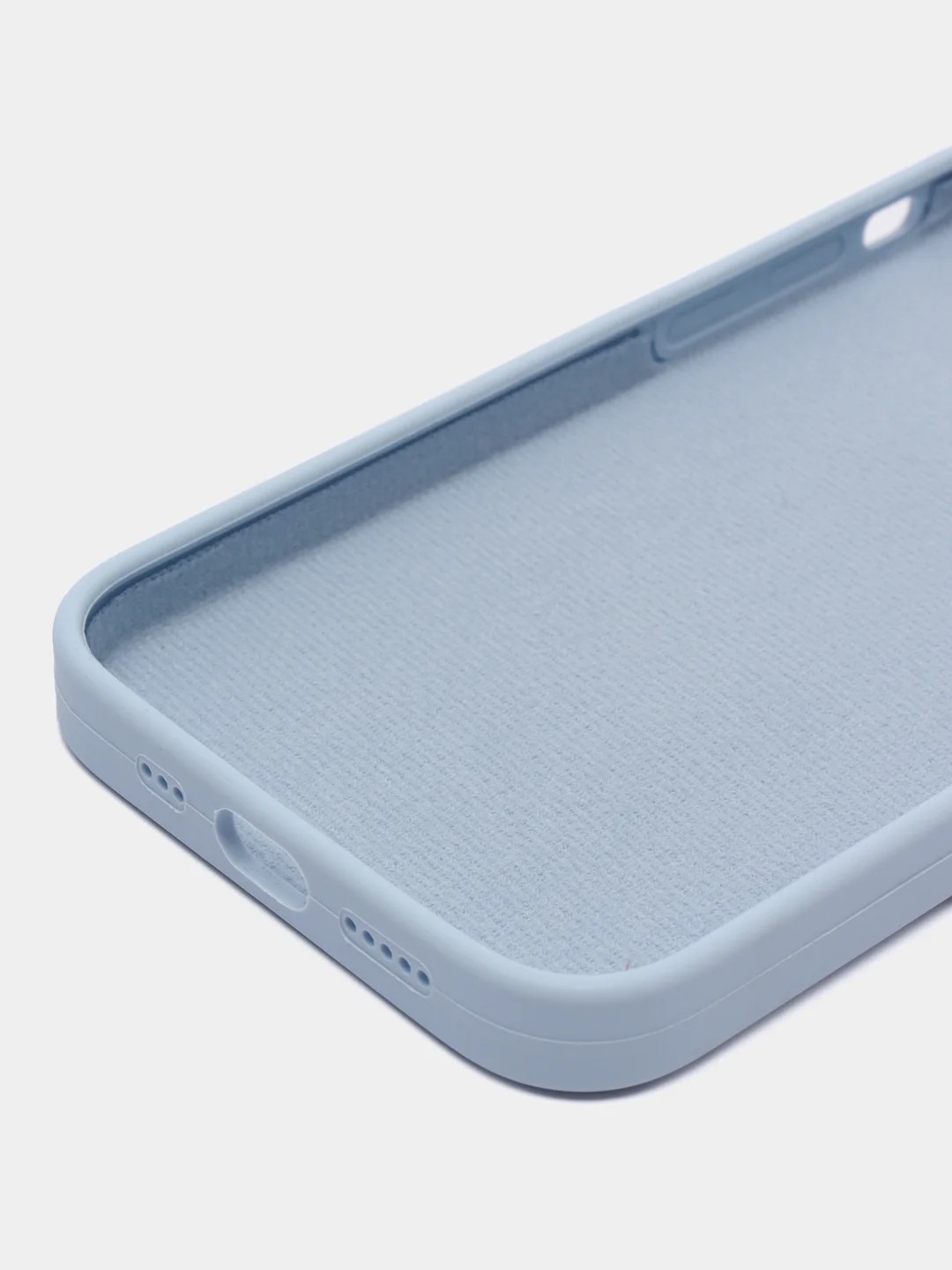 Чехол накладка Silicone Case для APPLE iPhone 13 Pro Max, с поддержкой MagSafe, защита камеры, силикон, бархат, цвет бледно-голубой