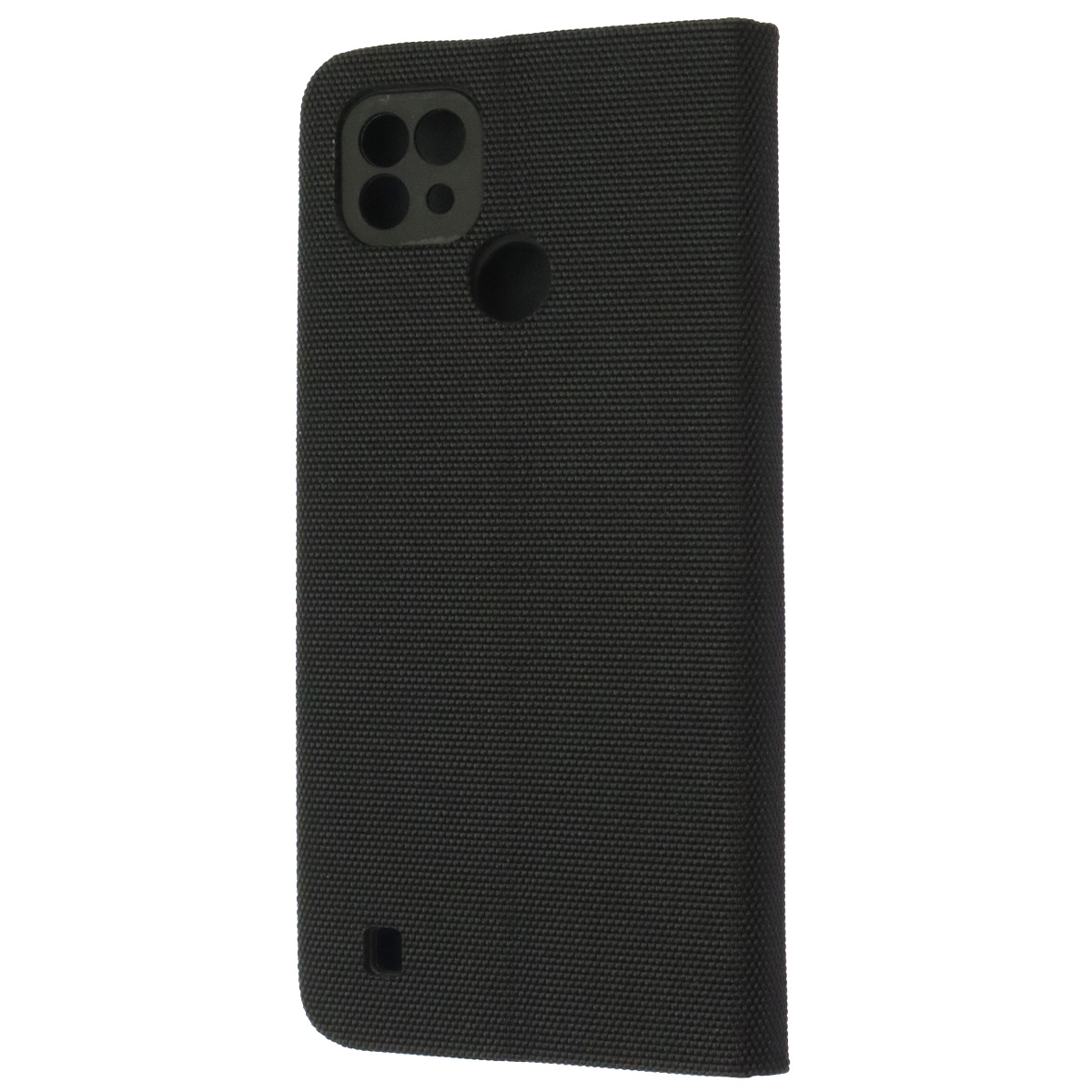 Чехол книжка MESH для Realme C21, текстиль, силикон, бархат, визитница, цвет черный