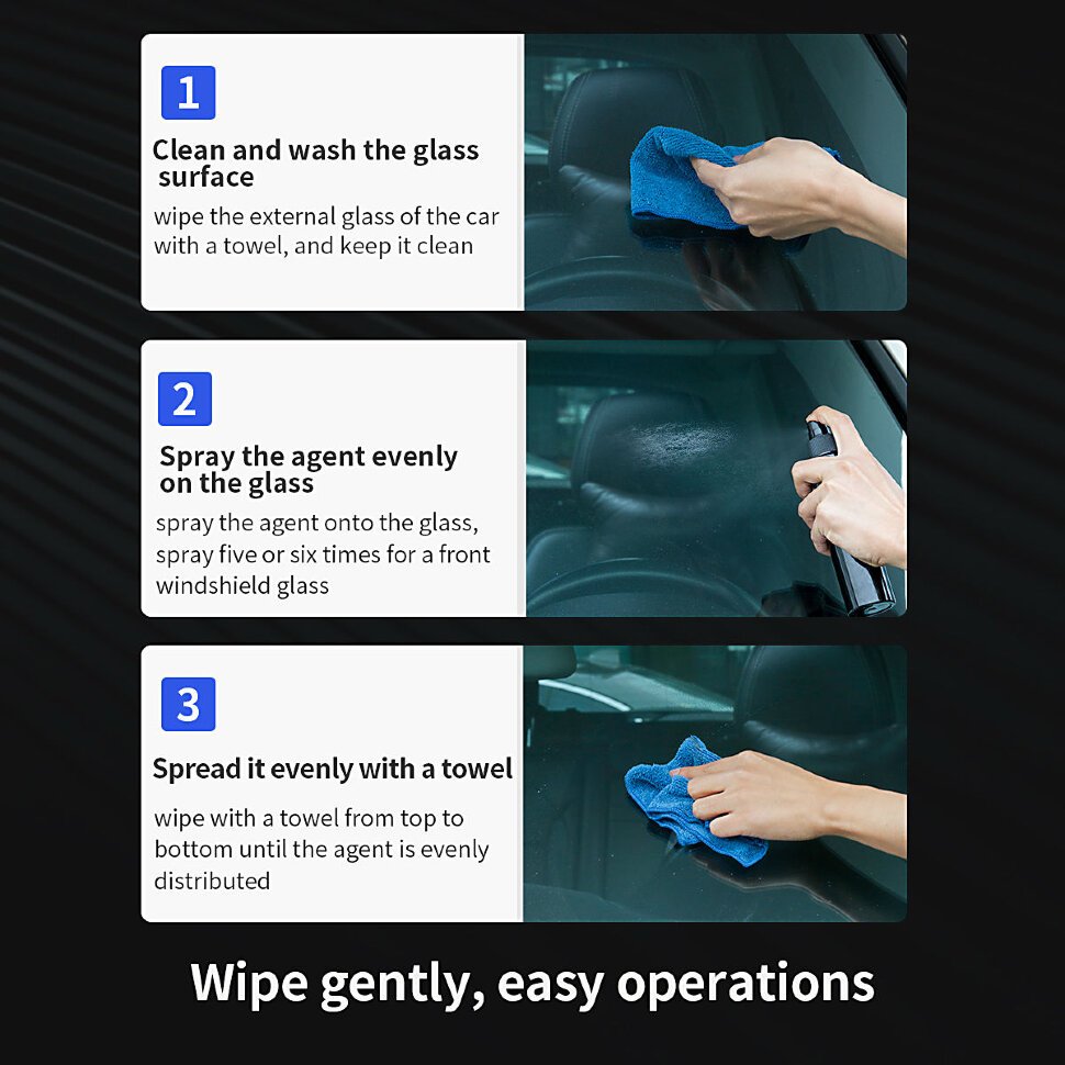 BASEUS ACFYJ-01 спрей антидождь для защиты автомобильного стекла от дождя, предотвращает конденсацию воды на стекле RAINPROOF AGENT, цвет упаковки черный.