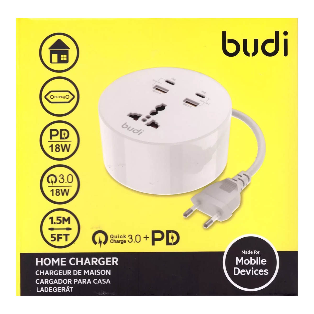 Сетевой удлинитель BUDI M8J308RE, 2 USB (QC 3.0), Type-C (PD) длина 1.5 м, 36 Вт, цвет белый (-30%) Сетевой удлинитель BUDI M8J308RE, 2 USB (QC 3.0), Type-C (PD) длина 1.5 м, 36 Вт, цвет белый (-30%)