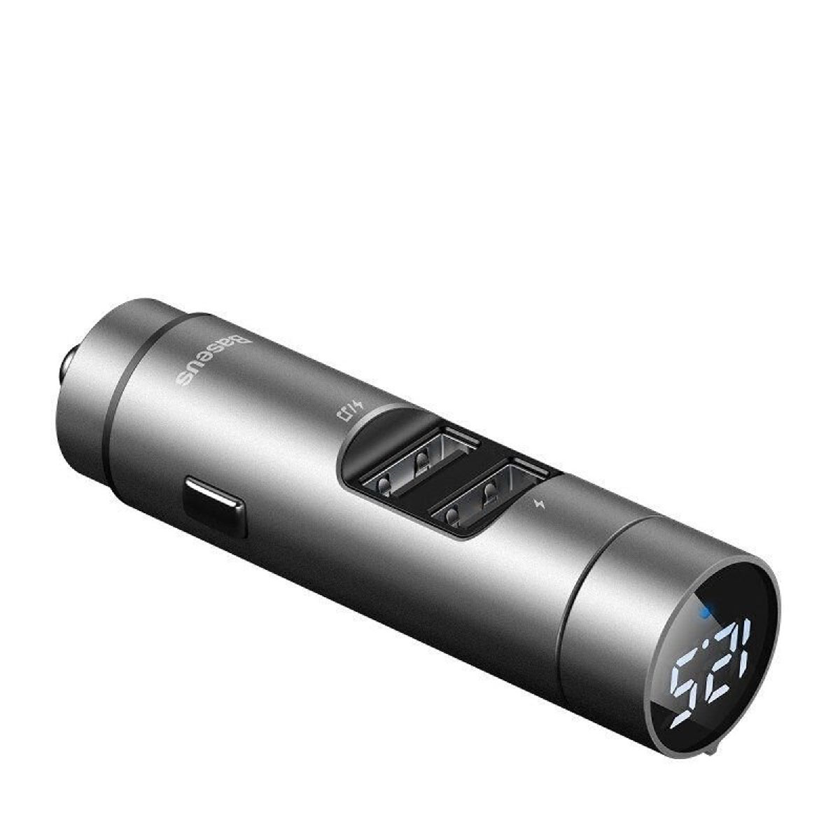 АЗУ (Автомобильное зарядное устройство) с FM-трансмиттером, 2 порта USB, Baseus Energy Column Car Wireless MP3, цвет серебристый (распродажа -50%)