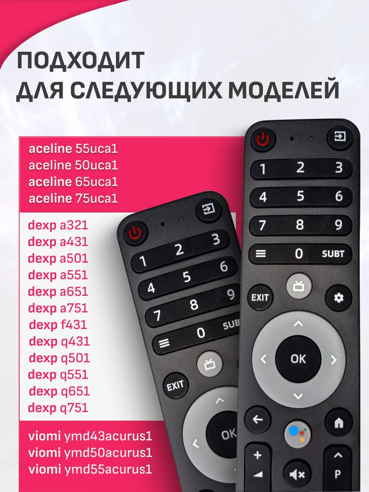 Пульт голосовой HUAYU DP-V2 для телевизоров DЕXP, Viomi, YASIN, Aceline , цвет черный