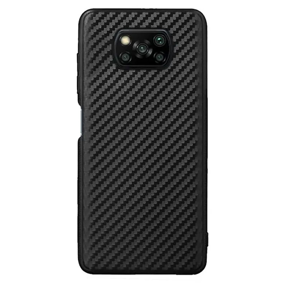Чехол накладка для XIAOMI POCO X3, POCO X3 Pro, силикон, карбон, цвет черный