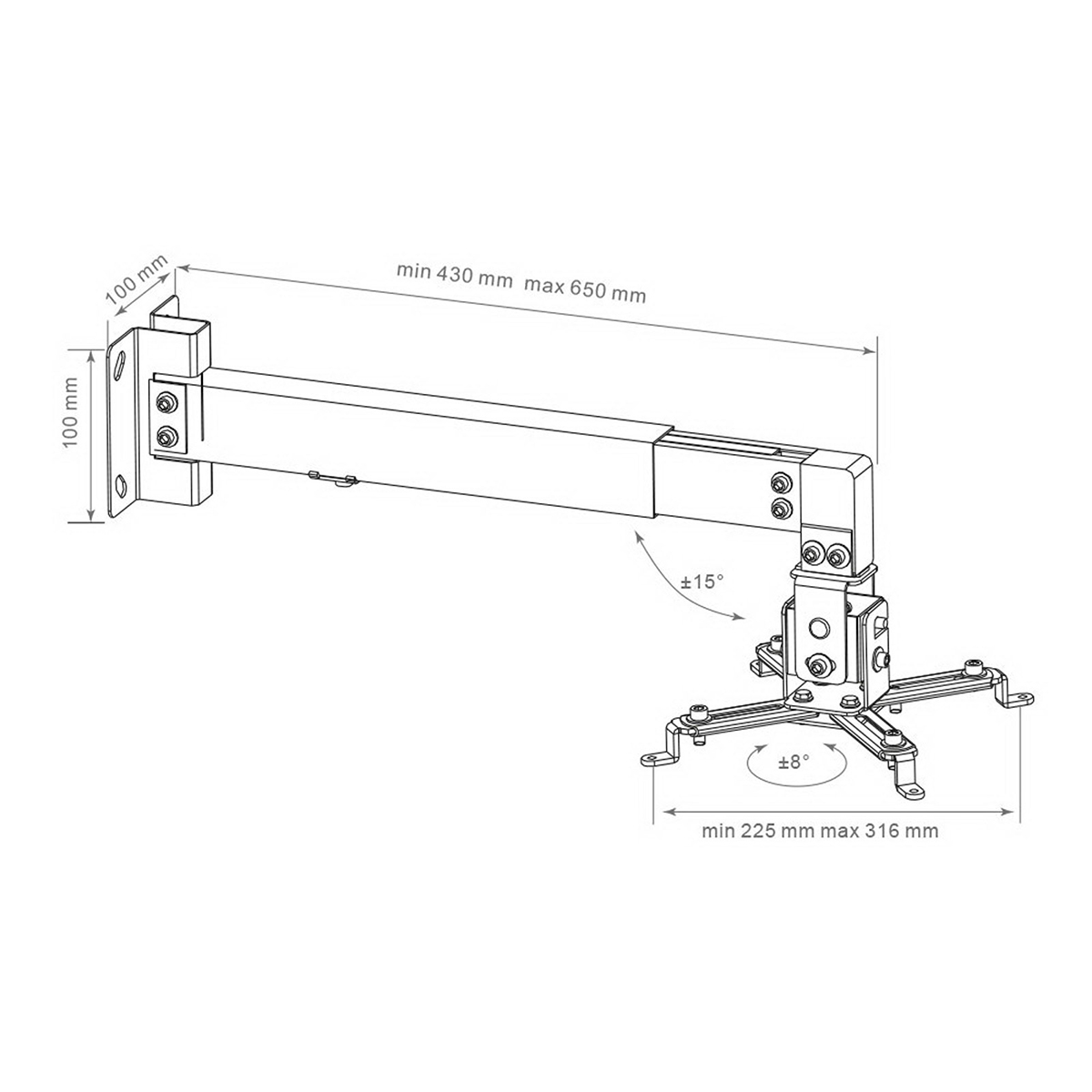 Кронштейн для проекторов Arm media PROJECTOR-3W, до 20 кг, цвет белый (распродажа -50%)
