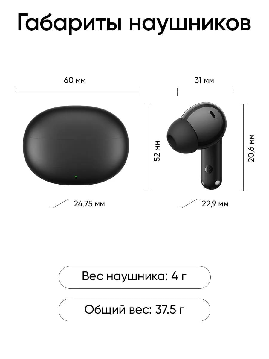 Гарнитура (наушники с микрофоном) беспроводная RMA2506, Realme TechLife Buds, цвет черный