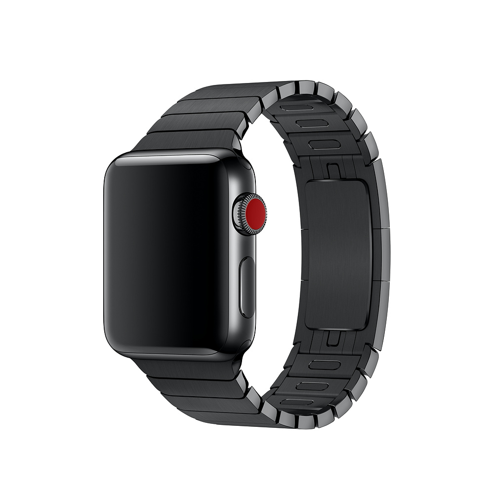 Ремешок для Apple Watch блочный нержавеющая сталь, 38/40 mm, со скрытым замком застежки, цвет черный.