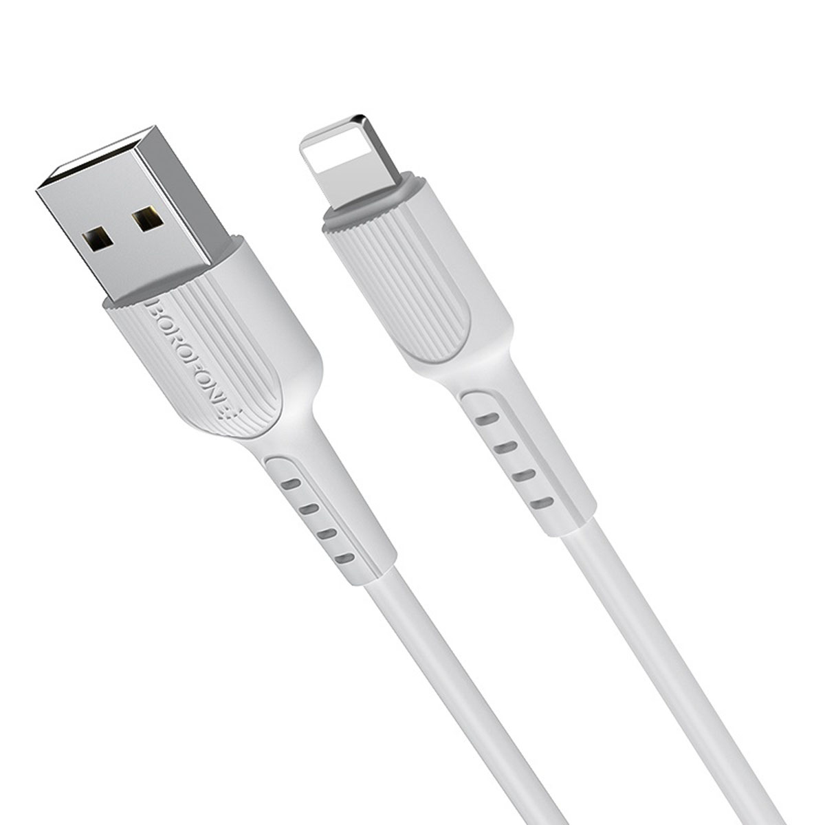 Кабель BOROFONE BX16 Easy Lightning 8 pin, 2A, длина 1 метр, силикон, цвет белый