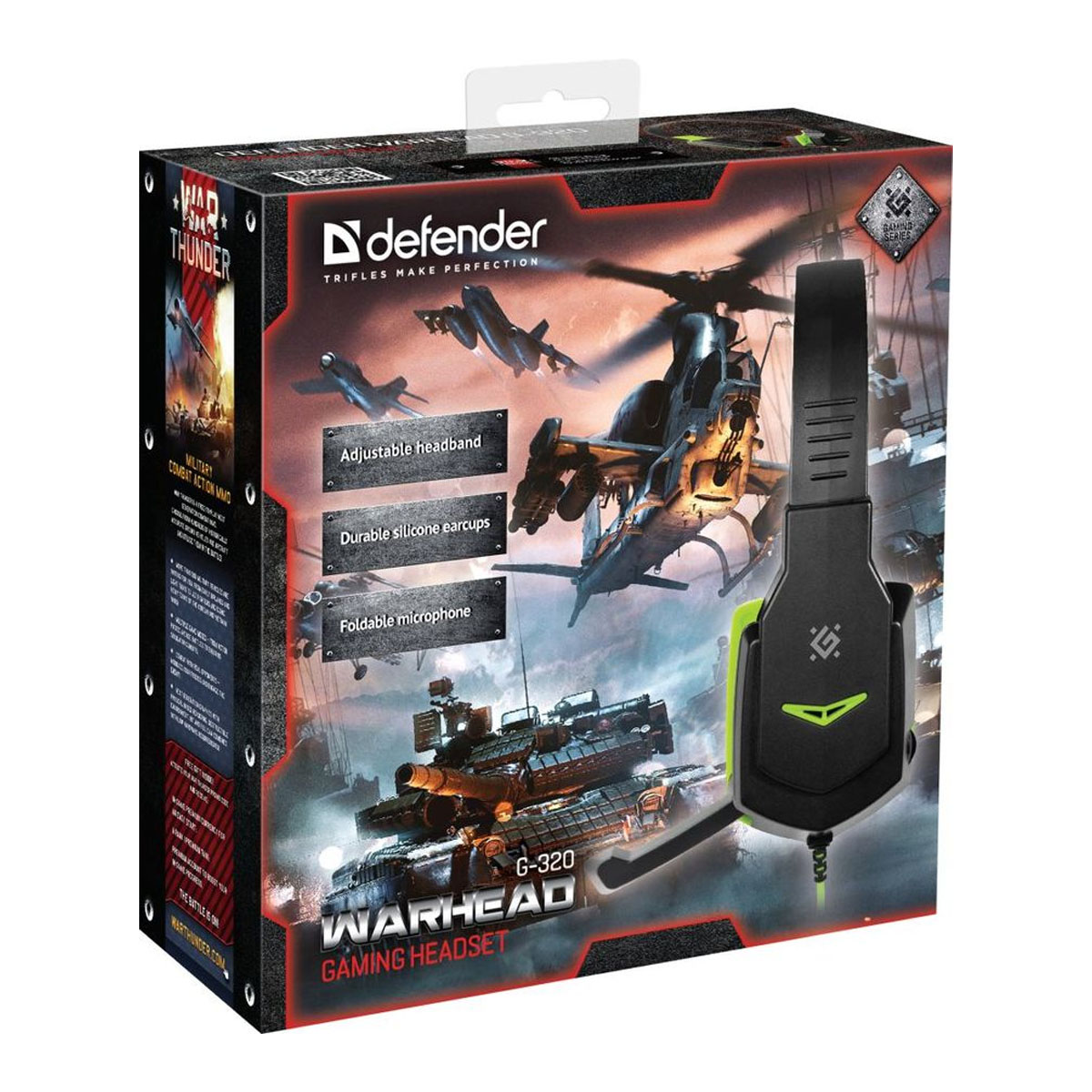 Гарнитура (наушники с микрофоном) проводная полноразмерная, Defender Warhead G-320, цвет черно зеленый (распродажа -50%)