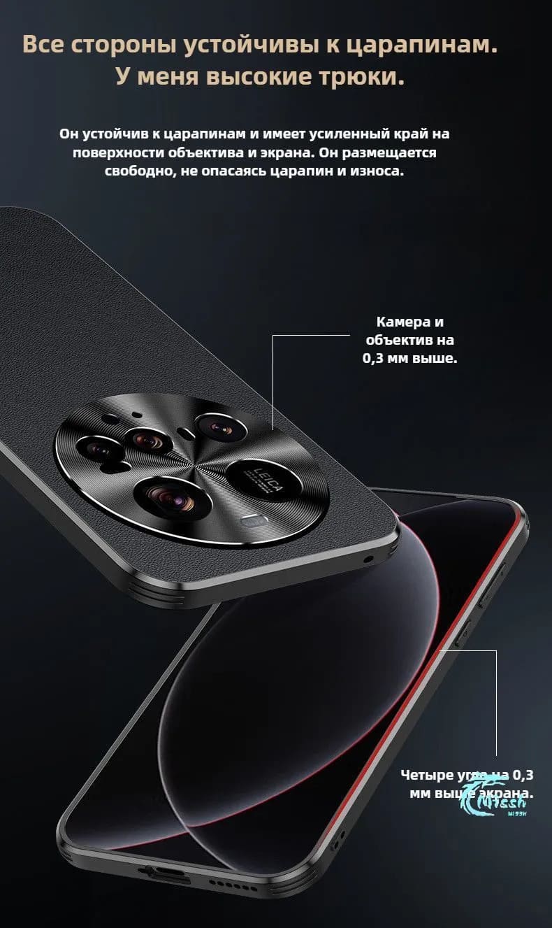 Чехол накладка DMERICTS для XIAOMI 15 ULTRA, пластик, текстура кожи, цвет черный