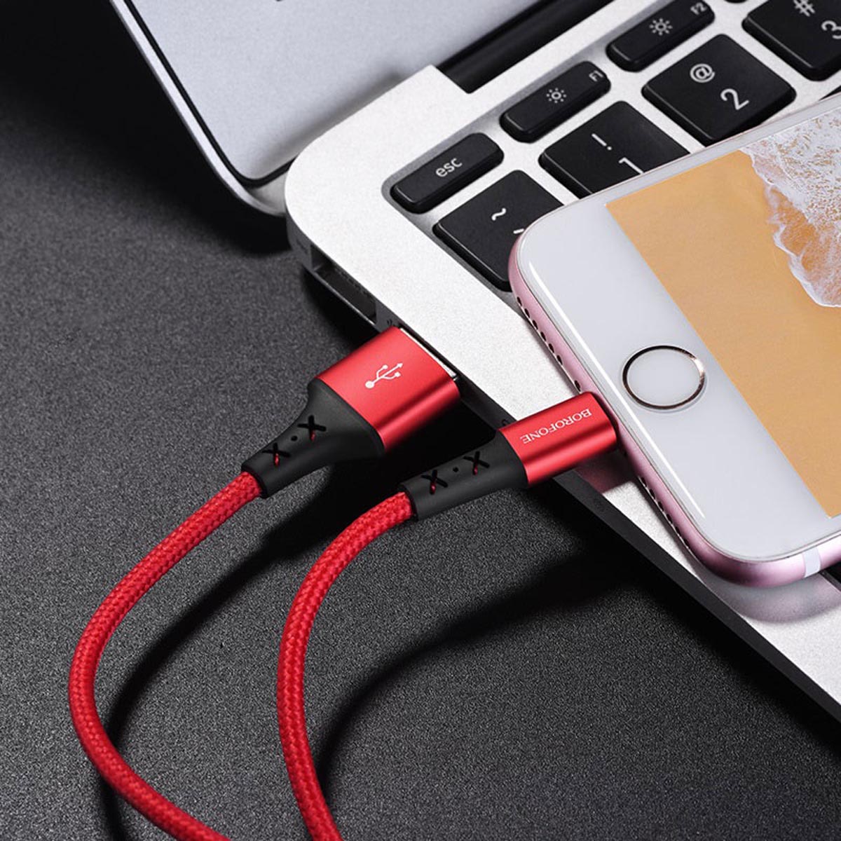 Кабель BOROFONE BX20 Enjoy APPLE Lightning 8 pin, 2A, длина 1 метр, силикон, нейлоновая оплетка, цвет красный Кабель BOROFONE BX20 Enjoy APPLE Lightning 8 pin, 2A, длина 1 метр, силикон, нейлоновая оплетка, цвет красный
