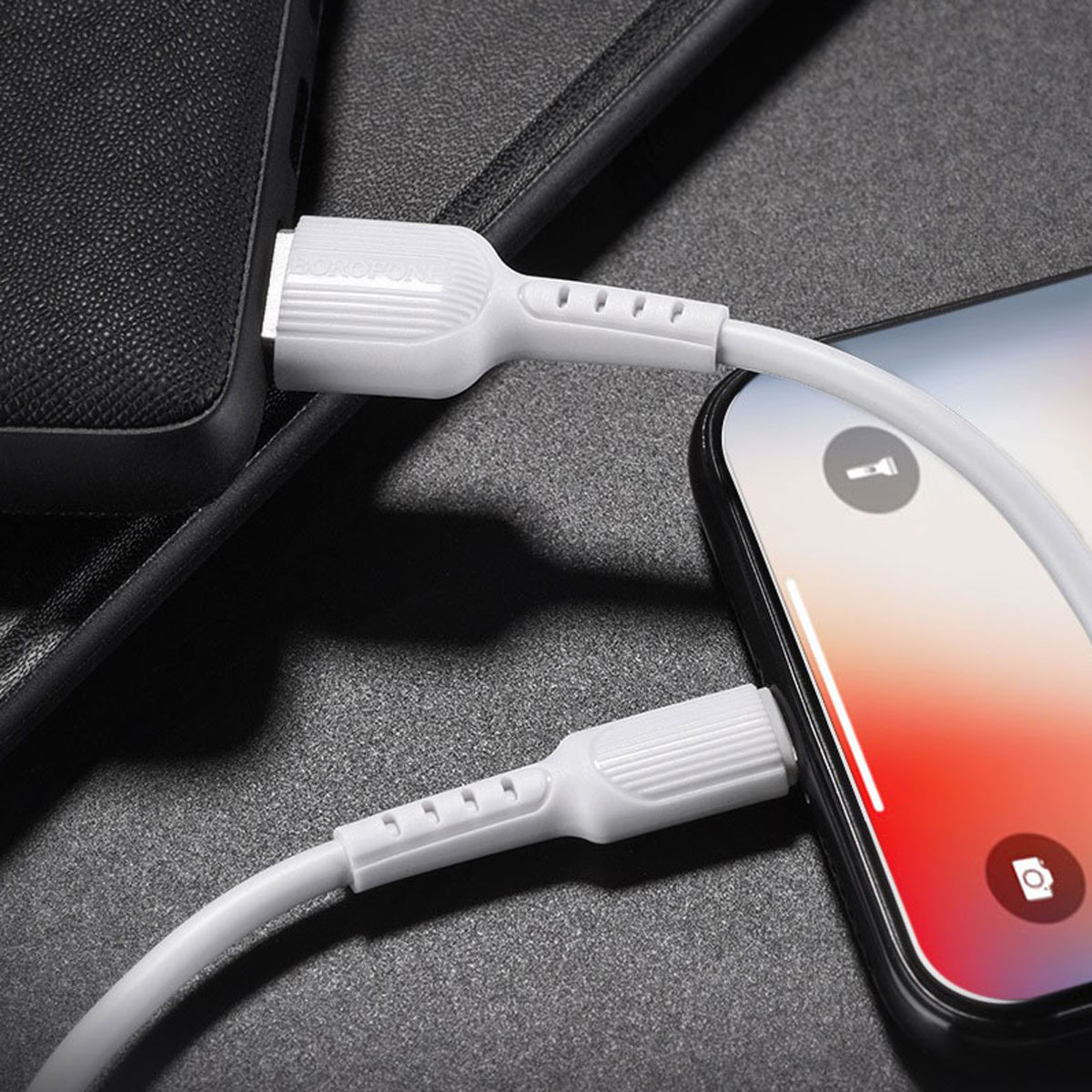 Кабель BOROFONE BX16 Easy Lightning 8 pin, 2A, длина 1 метр, силикон, цвет белый
