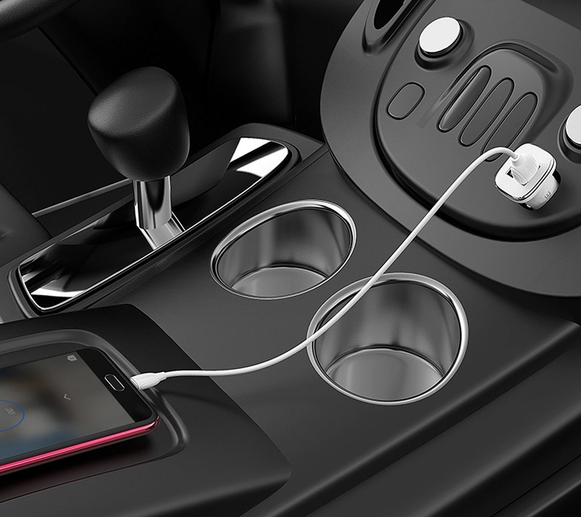 АЗУ (Автомобильное зарядное устройство) BOROFONE BZ12 Lasting power, 2 USB, с кабелем micro USB, цвет белый