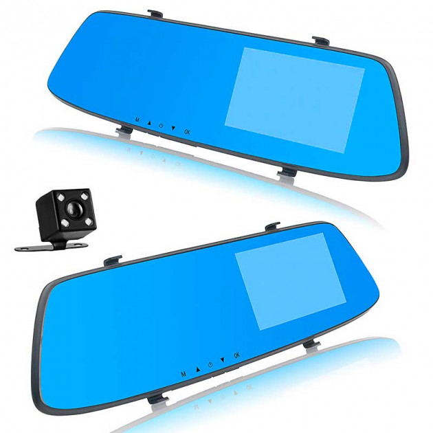 Автомобильное зеркало видеорегистратор L1001C, две камеры, цвет черный (распродажа -30%)