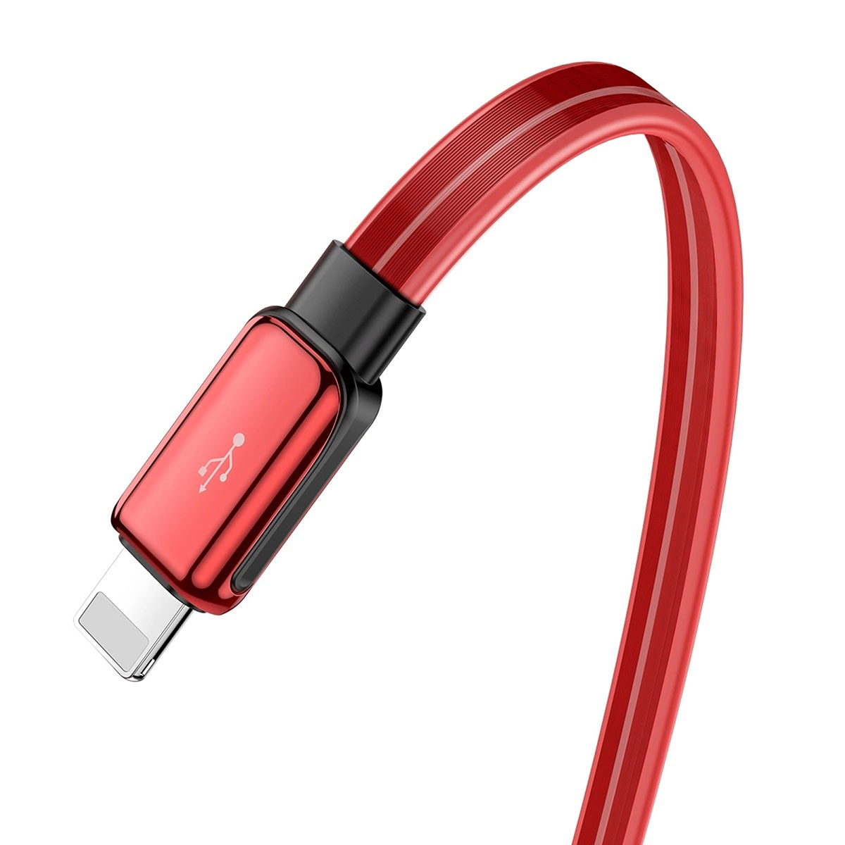 BASEUS CALLG-09 кабель с подсветкой Glowing Data Cable Lightning 8-pin, 2.4A, 1 метр, цвет красный.