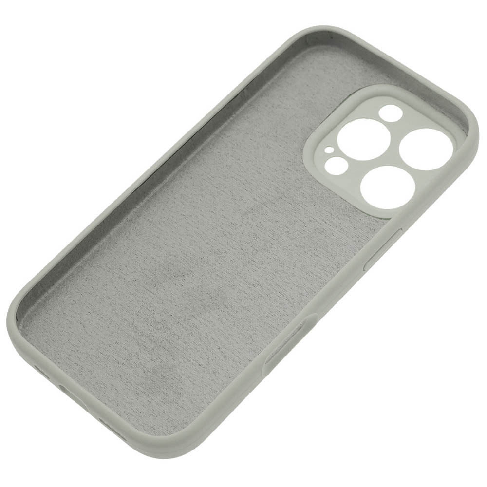 Чехол накладка Silicone Case для APPLE iPhone 16 Pro, силикон, защита камеры, бархат, цвет светло серый