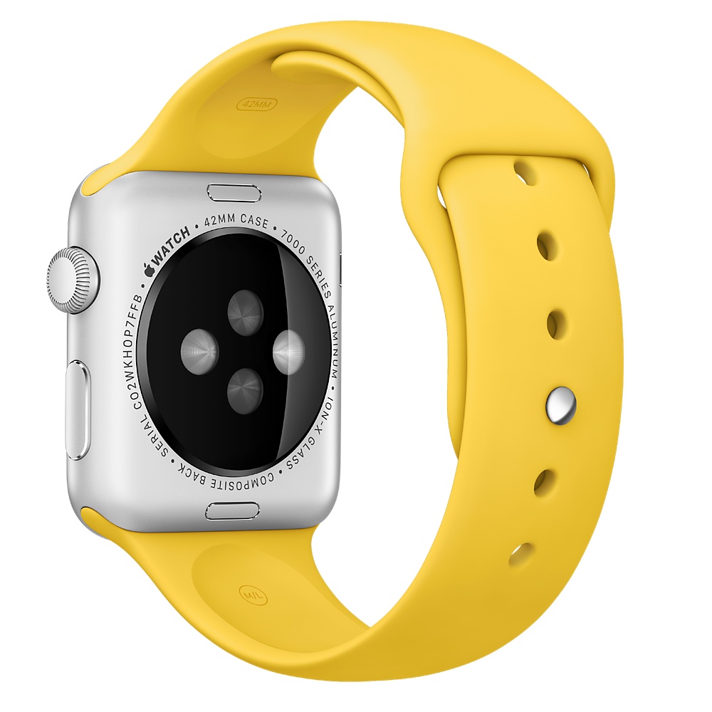 Ремешок для Apple Watch спортивный "Sport", размер 38-40 mm, цвет желтый.