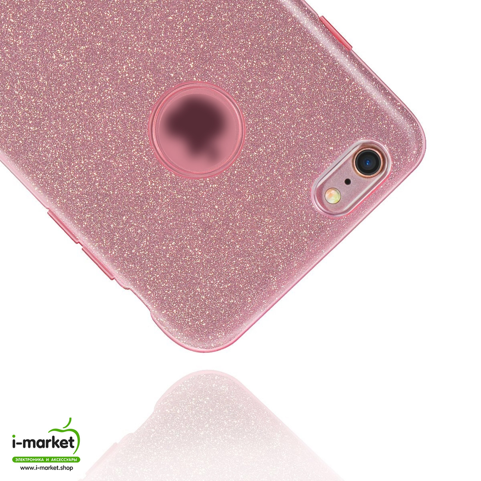 Чехол накладка Shine для APPLE iPhone 6 Plus, 6S Plus, силикон, блестки, цвет розовый