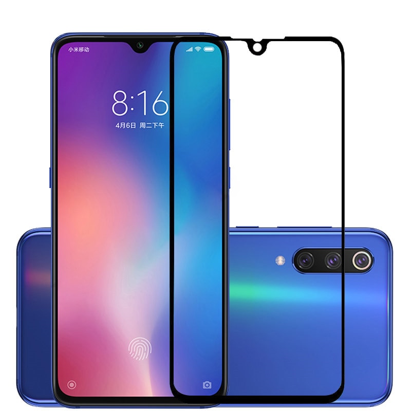 Защитное стекло "5D" Full Glue для XIAOMI Mi 9, цвет канта чёрный.