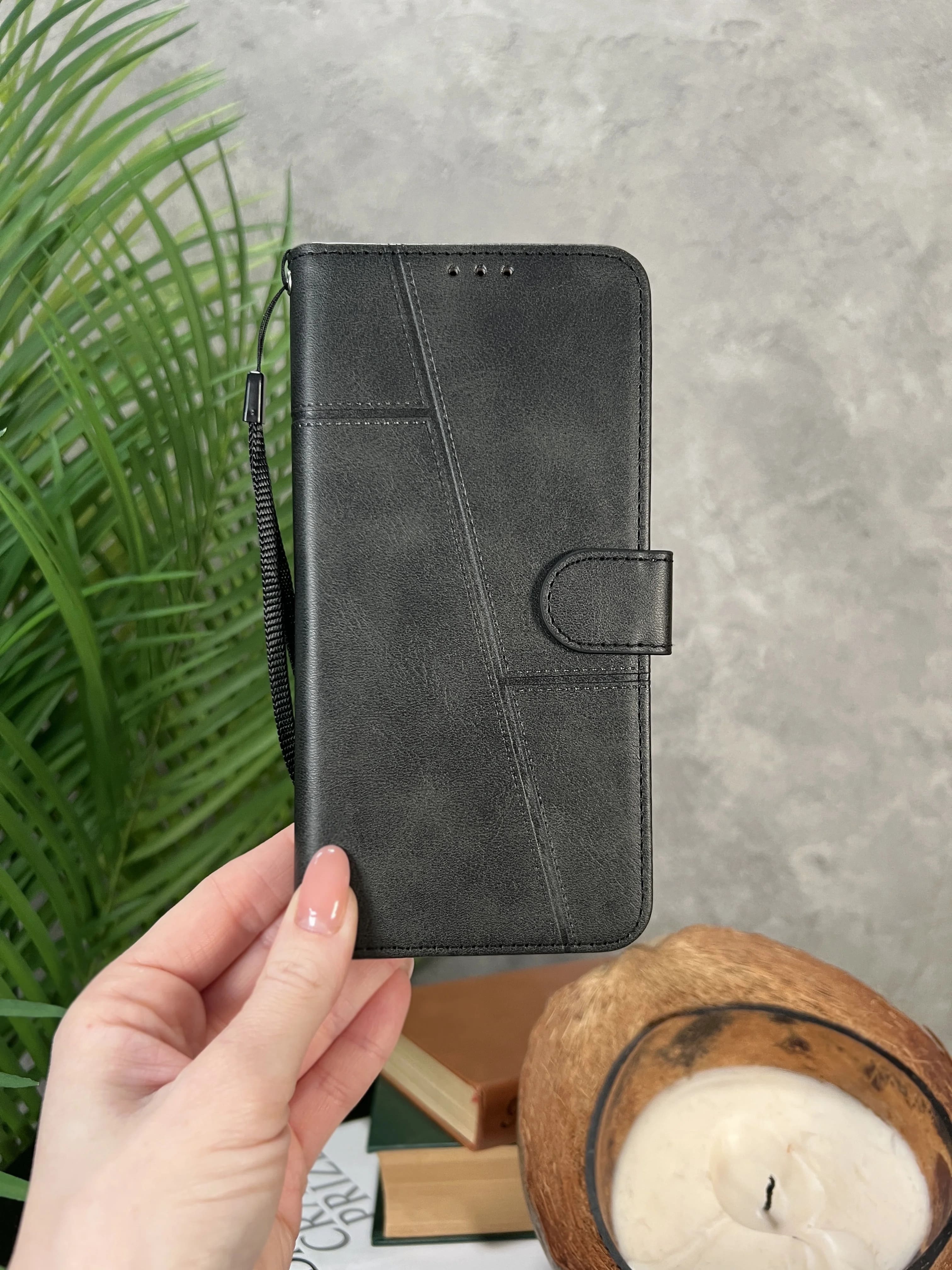 Чехол книжка wallet case для SAMSUNG Galaxy A07, защита камеры, с хлястиком, цвет черный