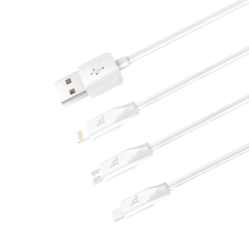 HOCO X1 Rapid Charging кабель-USB Micro USB / Apple lightning 8 pin / Type-C, длина 1 метр, цвет белый.