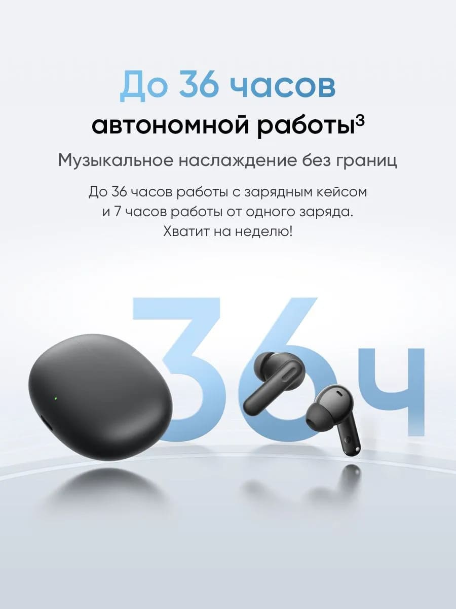 Гарнитура (наушники с микрофоном) беспроводная RMA2506, Realme TechLife Buds, цвет черный