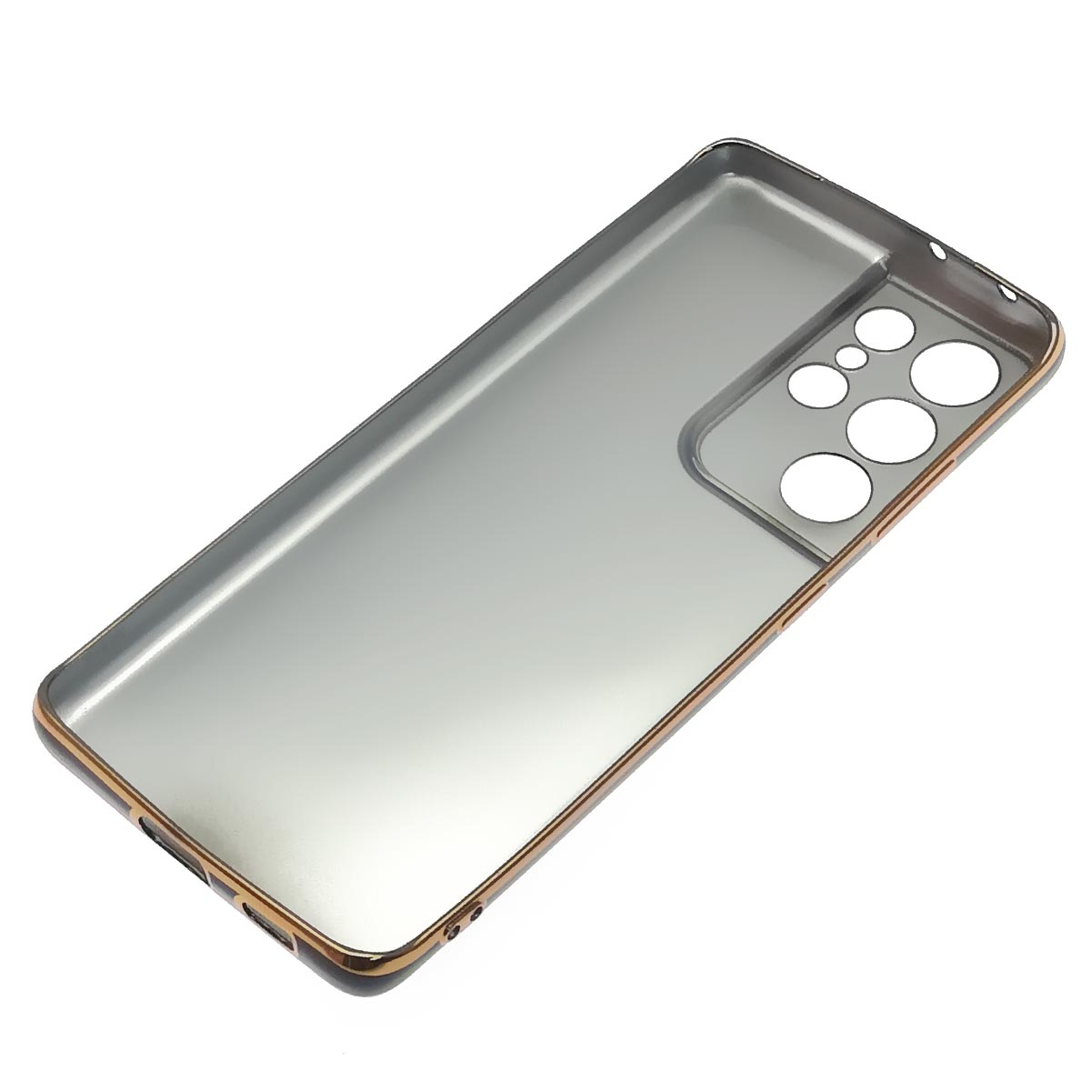 Чехол накладка Star Shine для SAMSUNG Galaxy S21 Ultra (SM-G998), силикон, цвет окантовки черно золотистый
