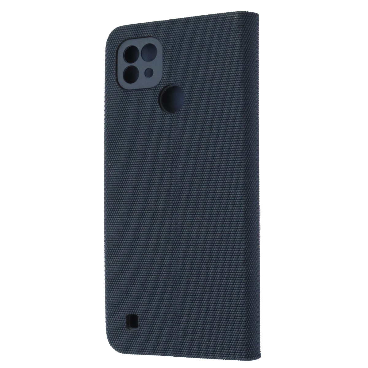 Чехол книжка MESH для Realme C21, текстиль, силикон, бархат, визитница, цвет темно синий