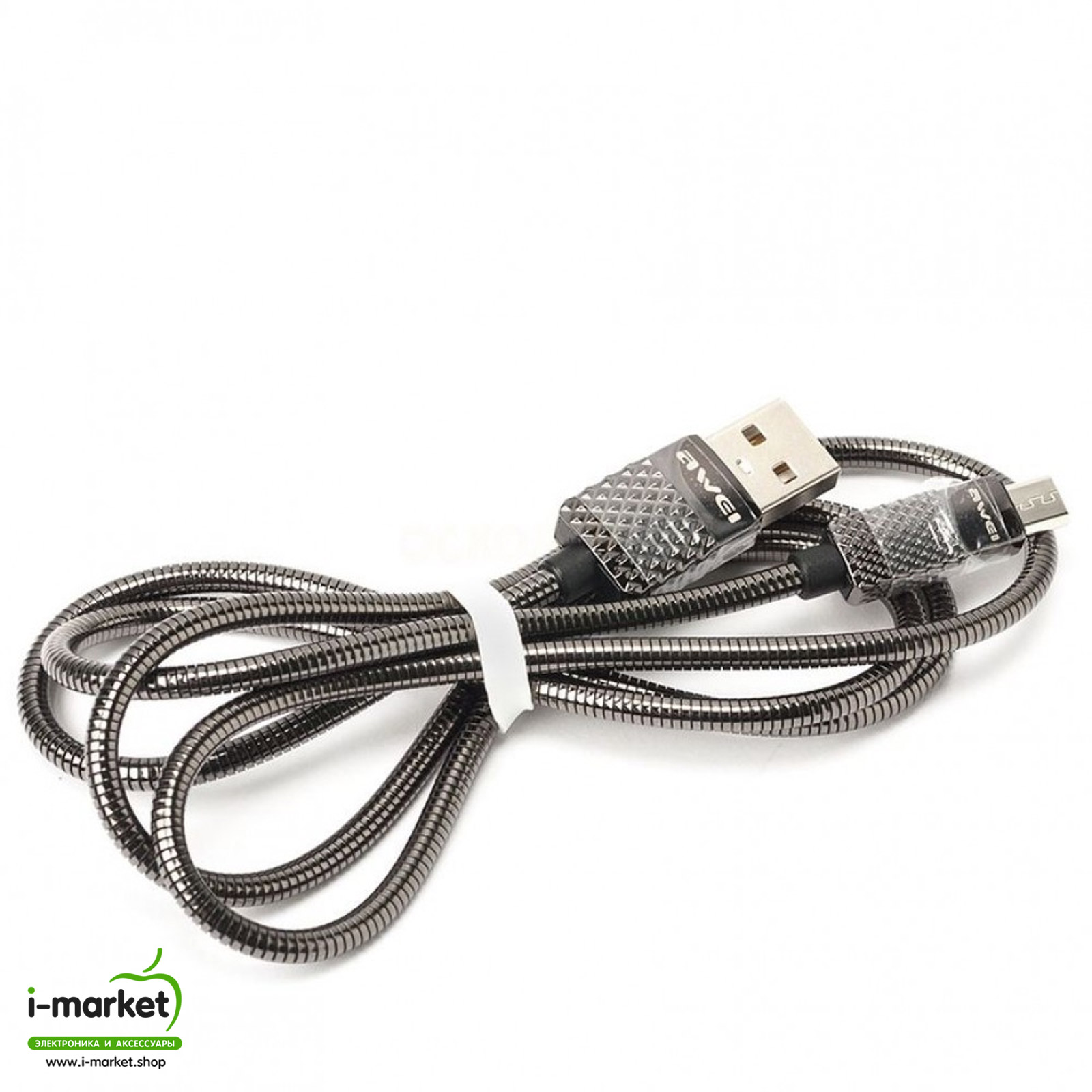 AWEI CL-88 METAL кабель Micro USB, 2.4A, длина 1 метр, цвет черный.
