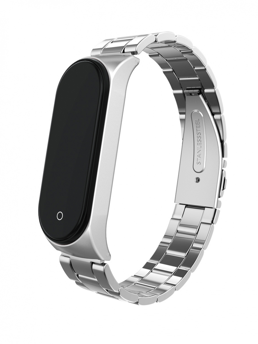 Ремешок для Xiaomi Mi Band 3, 4, металл, цвет серебристый.