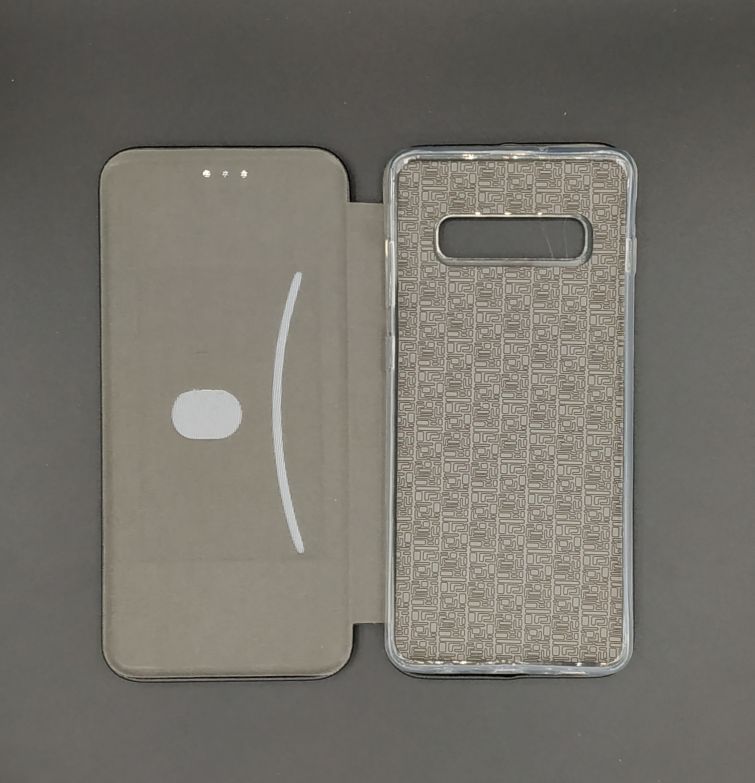 Чехол книжка для SAMSUNG Galaxy S10 Plus (SM-G975), экокожа, визитница, цвет черный.