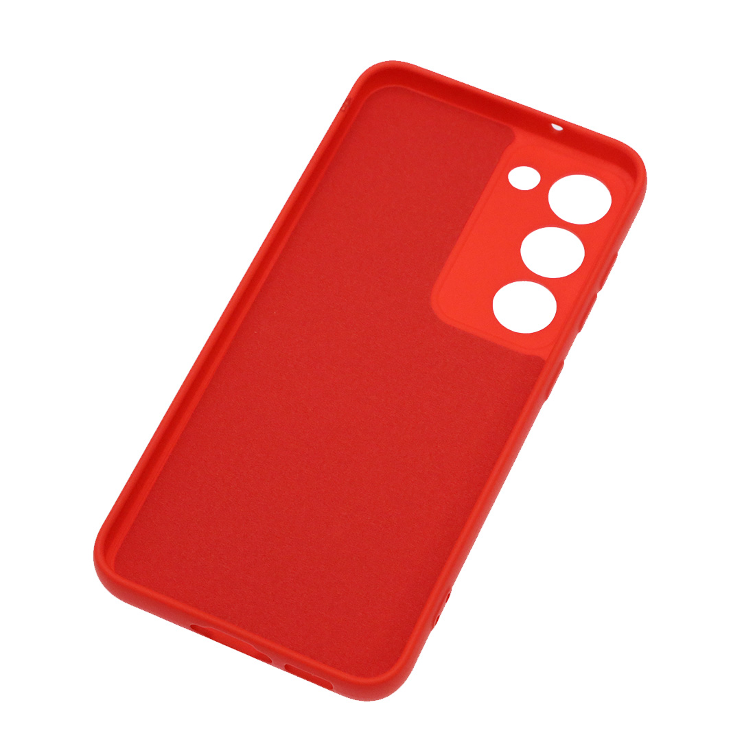 Чехол накладка Silicon Cover для SAMSUNG Galaxy S23, защита камеры, силикон, бархат, цвет красный