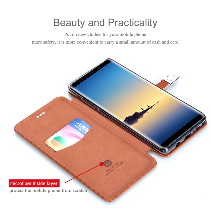 LENUO чехол-книжка с магнитом SAMSUNG Galaxy Note 8 (SM-N950), силикон-кожа, с визитницей, цвет чёрный.