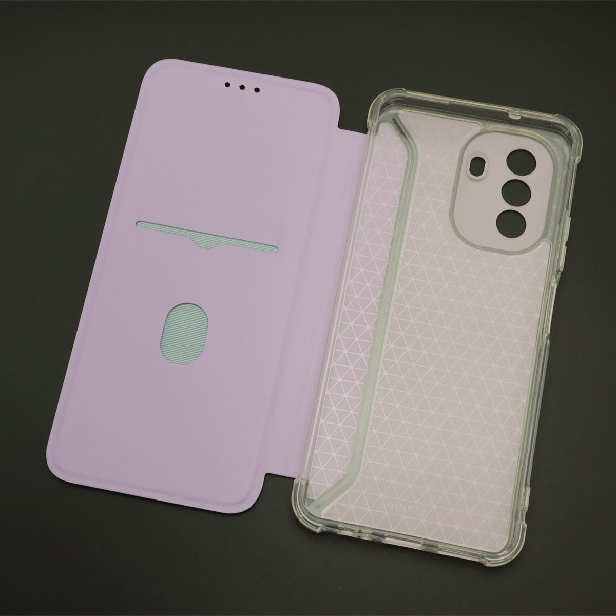 Чехол книжка для HUAWEI Nova Y70, экокожа, визитница, цвет сиреневый