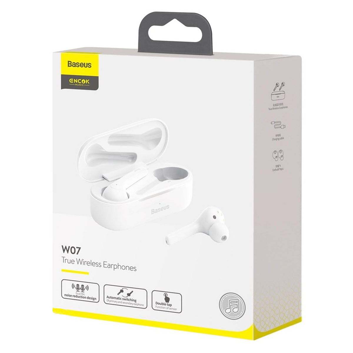 Гарнитура (наушники с микрофоном) беспроводная, BASEUS NGW07-02 Encok True Wireless Earphones W07 Bluetooth 5.0 TWS, цвет белый (-70%)