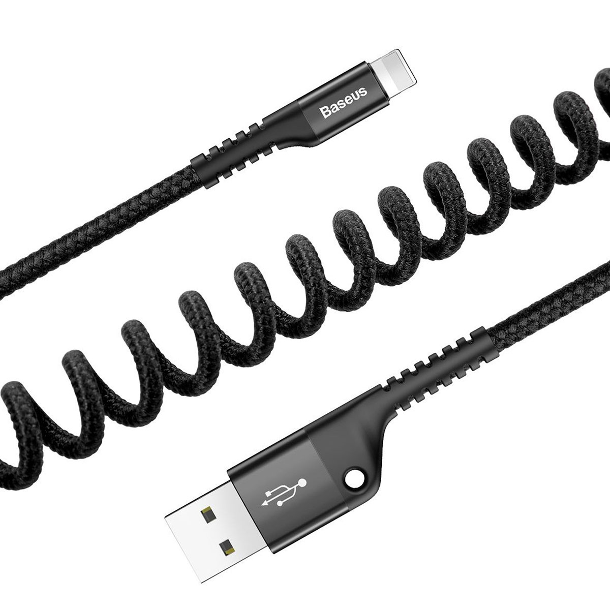 Кабель BASEUS CALSR-01 Fish eye Spring APPLE Lightning 8 pin, 2A, длина 1 метр, витой, цвет черный