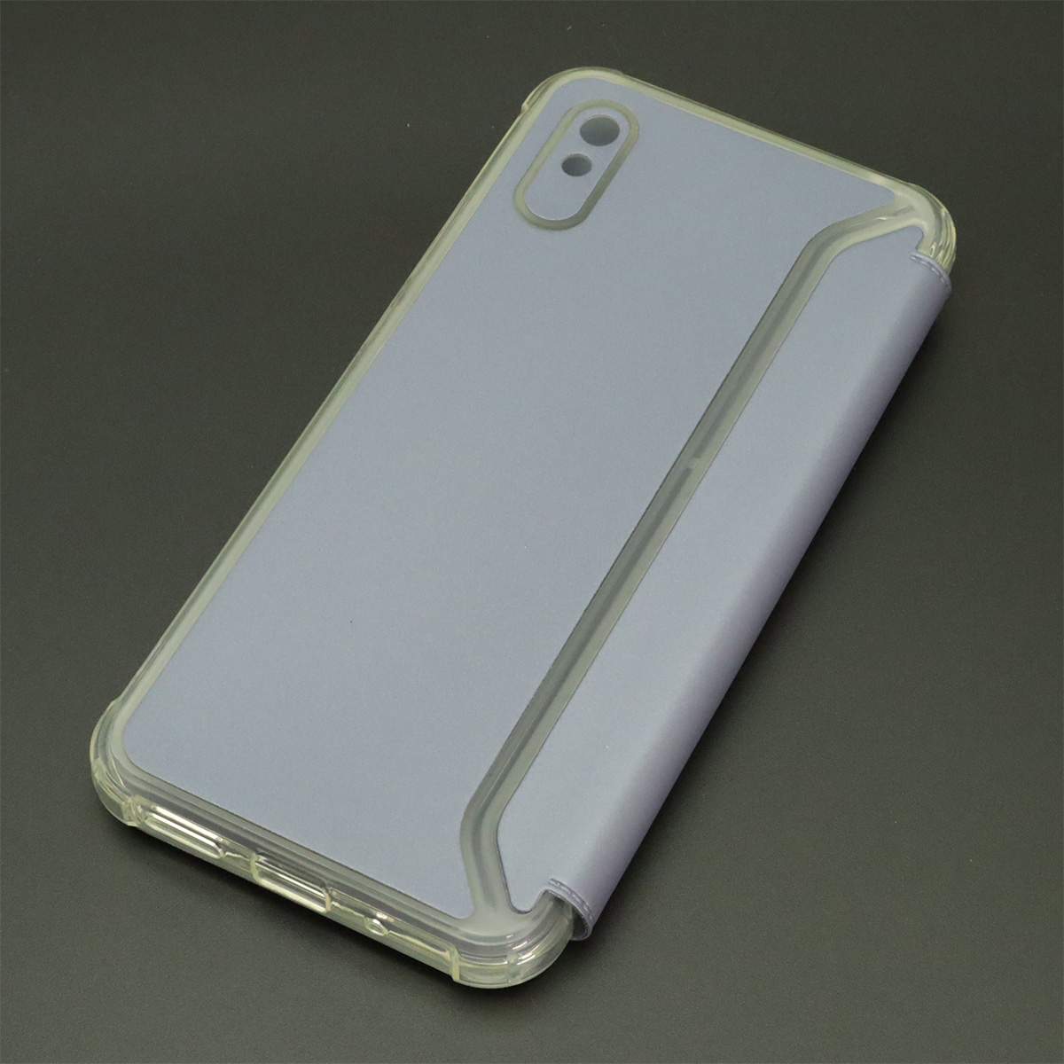 Чехол книжка для XIAOMI Redmi 9A, экокожа, визитница, цвет темно серебристый
