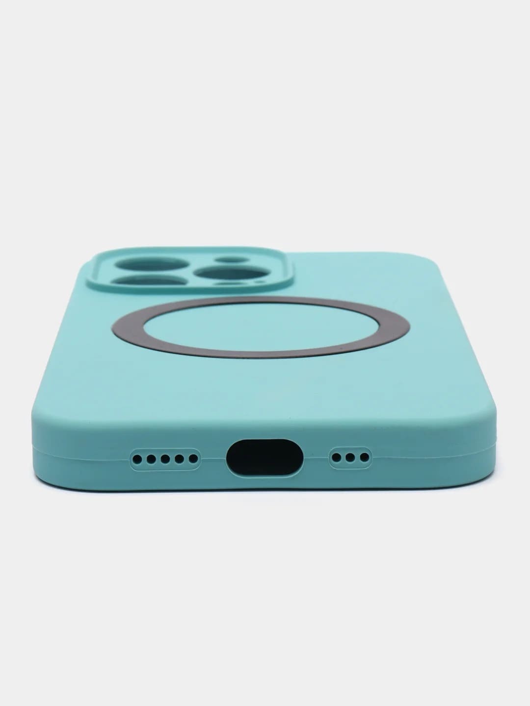 Чехол накладка Silicone Case для APPLE iPhone 13 Pro Max, с поддержкой MagSafe, защита камеры, силикон, бархат, цвет мятный