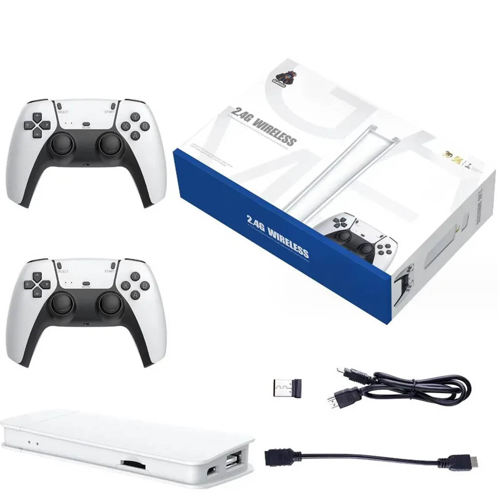 Игровая приставка Game Stick Pro, более 5000 игр, 2 беспроводных геймпада (джостик), карта памяти 64 Gb, цвет белый