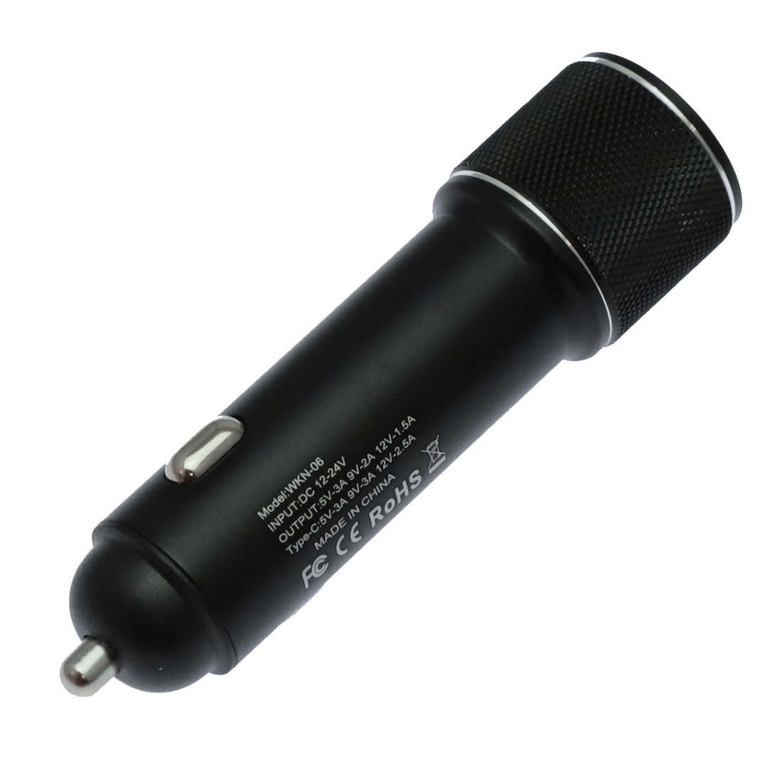 АЗУ удлиненное (Автомобильное зарядное устройство) WKN-06, 3A, 1 USB, 1 Type-C, цвет черный