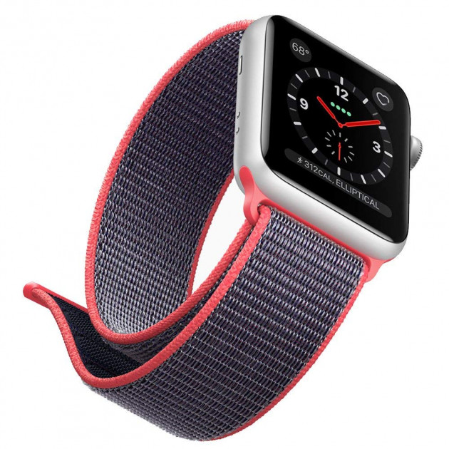 Ремешок для часов Apple Watch (42-44 мм), нейлон, цвет розово-серый