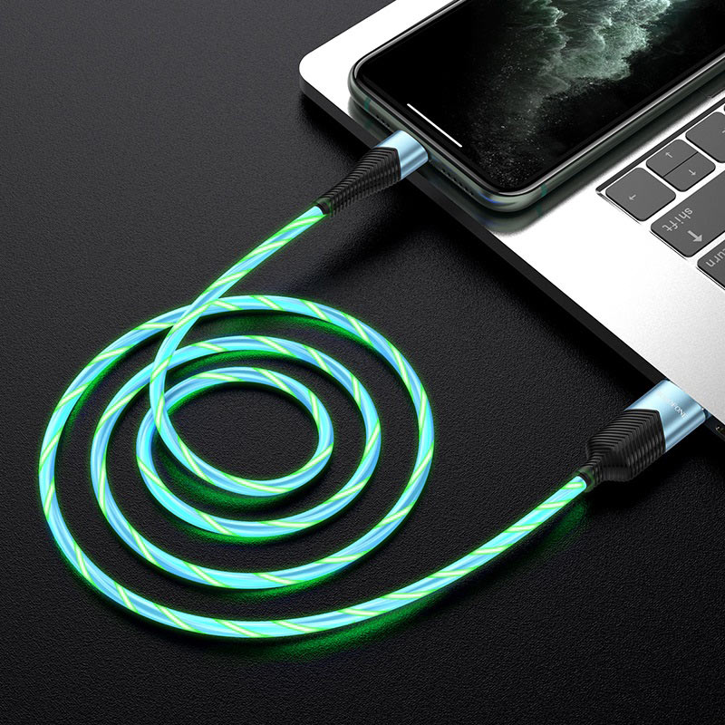 Кабель BOROFONE BU19 Streamer APPLE Lightning 8 pin, 3A, длина 1 метр, цвет синий