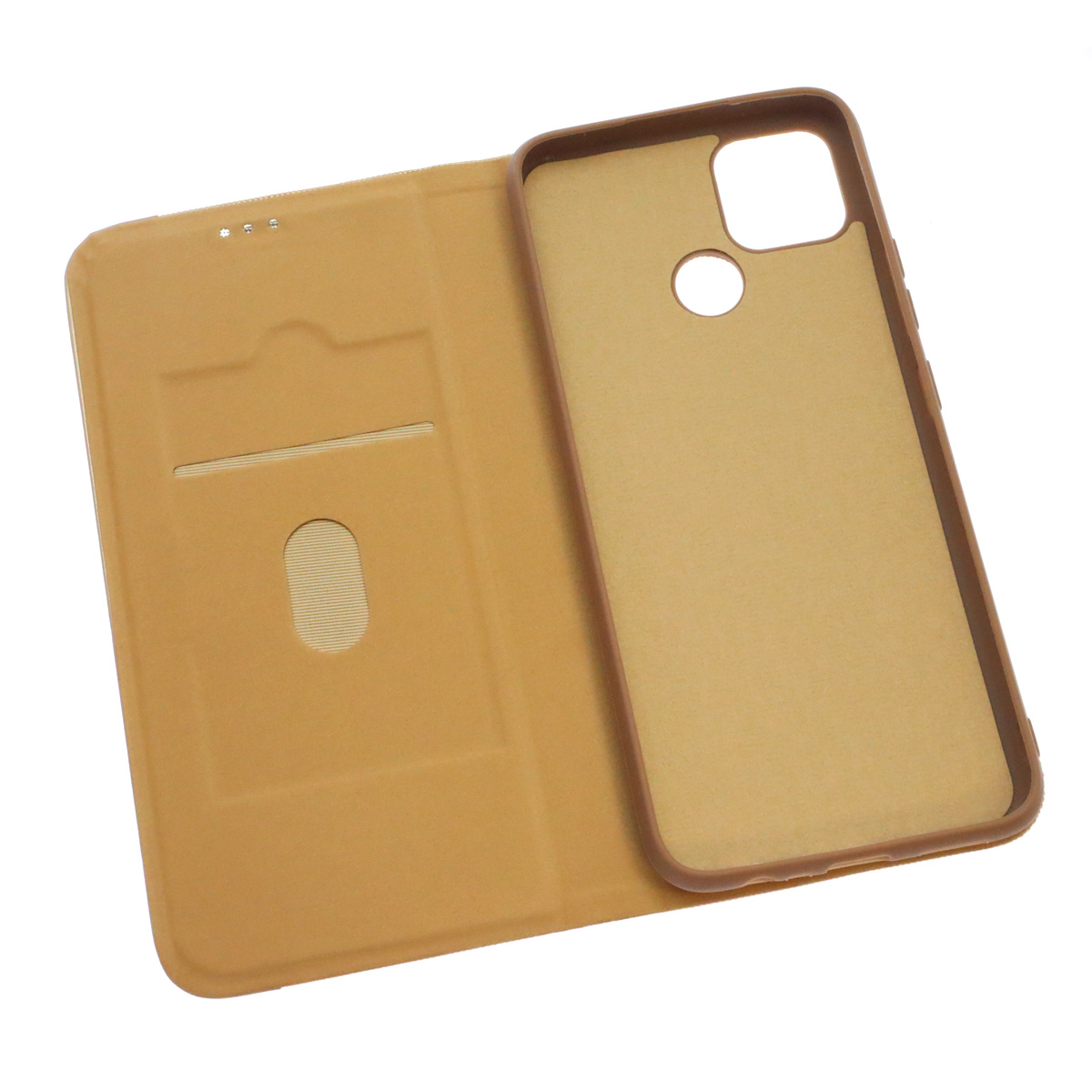 Чехол книжка MESH для Realme C25, C25S, текстиль, силикон, бархат, визитница, цвет золотистый