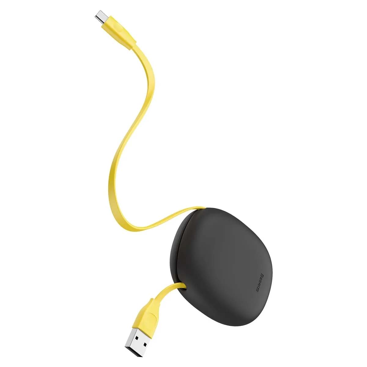 Кабель рулетка Baseus Let`s go USB Type C, 2A, длина 1 метр, цвет желтый