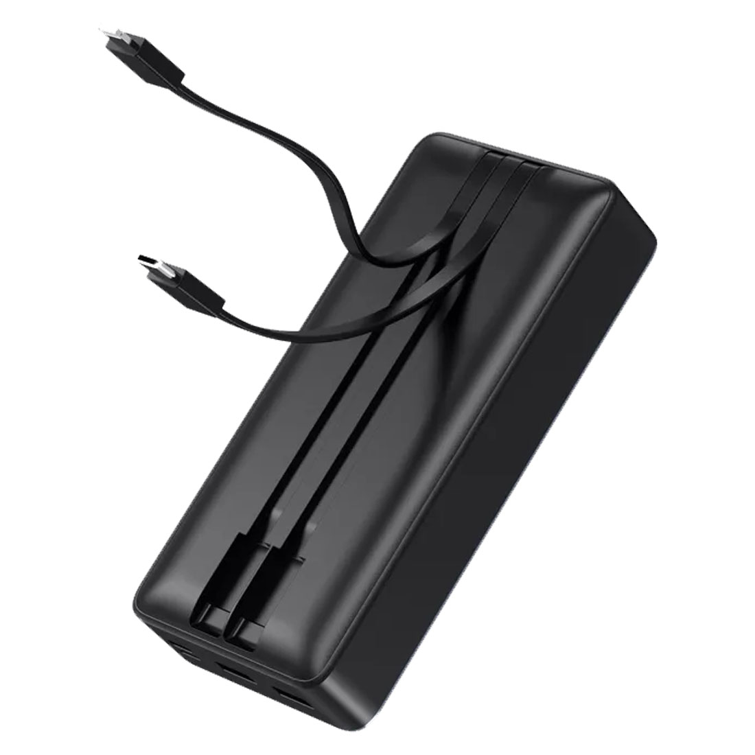 Внешний портативный аккумулятор, Power Bank QAYAN QPB-149 со встроенными кабелями USB Type C, Lightning 8 pin, 20000 mAh, 22.5W, LED дисплей, цвет черный