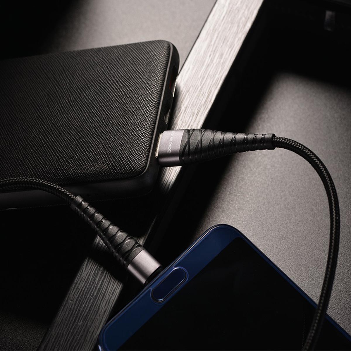 Кабель BOROFONE BX32 Munificent USB Type-C aka USB-C, 3A, длина 1 метр, силикон, нейлоновая оплетка, цвет черный