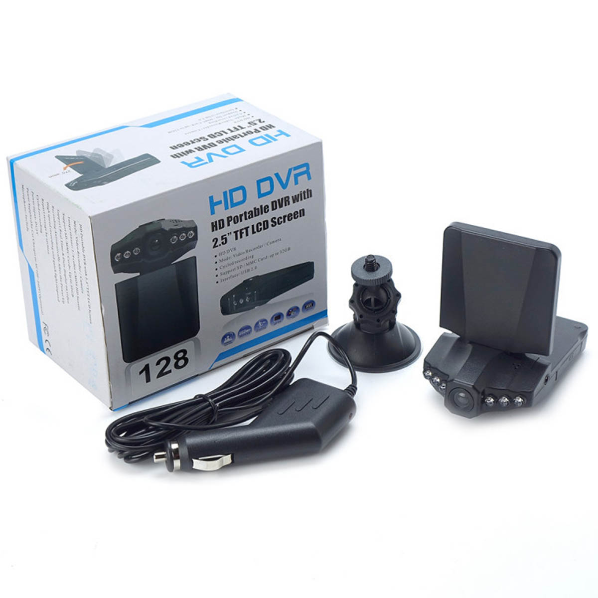 Автомобильный видеорегистратор HD DVR 128, цвет черный (распродажа -50%)