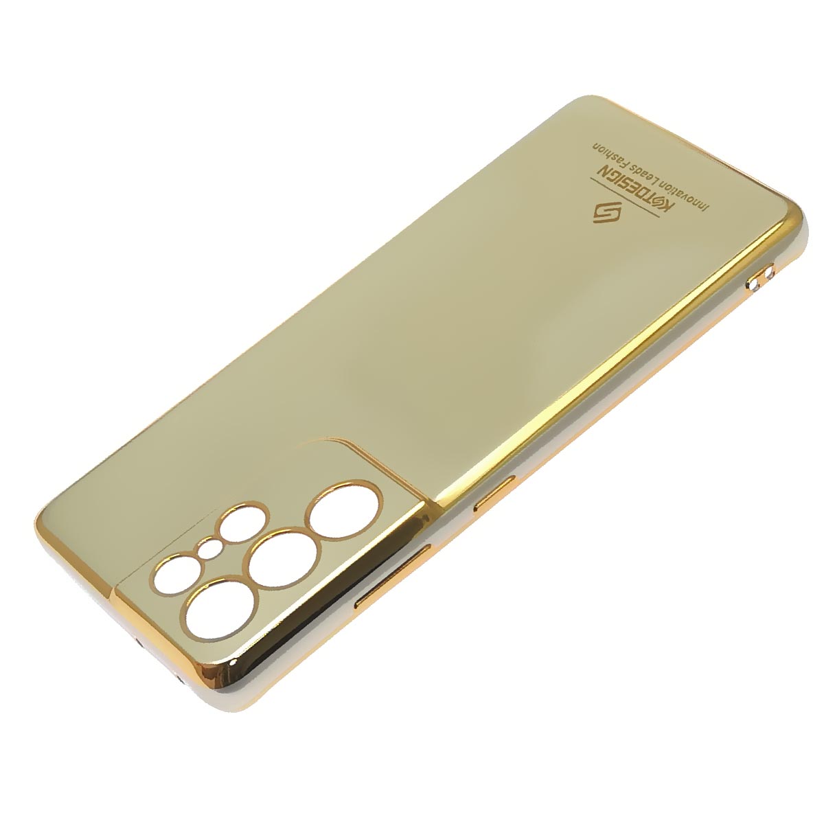 Чехол накладка Star Shine для SAMSUNG Galaxy S21 Ultra (SM-G998), силикон, цвет окантовки золотистый