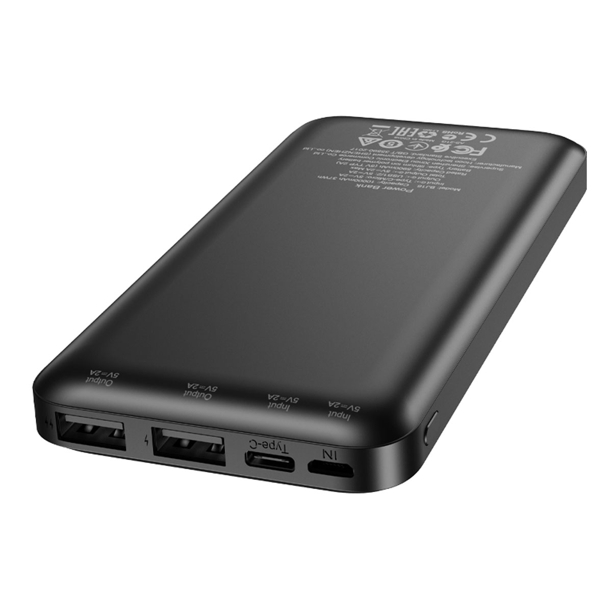 Внешний портативный аккумулятор, Power Bank BOROFONE BJ16 Cube, 10000 mAh, цвет черный Внешний портативный аккумулятор, Power Bank BOROFONE BJ16 Cube, 10000 mAh, цвет черный