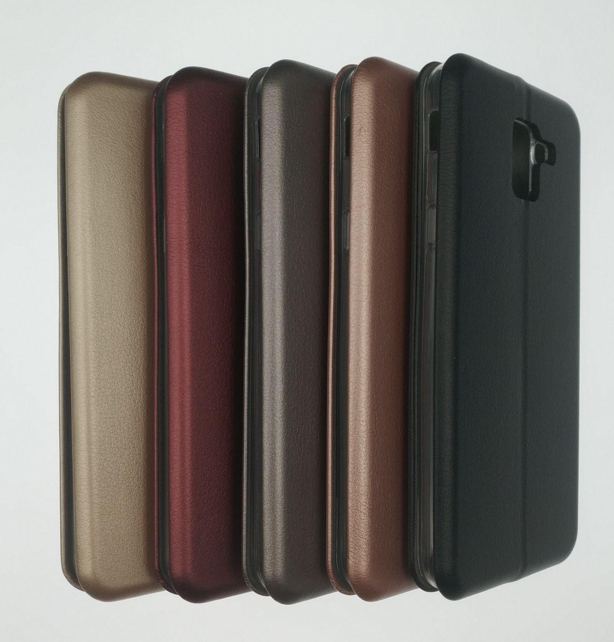 Чехол книжка для SAMSUNG Galaxy J6 2018 (SM-J600), экокожа, визитница, цвет серебристый